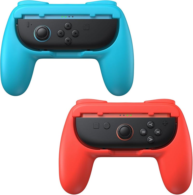FASTSNAIL Grips for Nintendo Switch 2 (2025) for Joy-Con 2, Wear-Resistant & Anti-Slip Switch 2 Controllers Grips Handle Kit, Switch Holder Accessories for JoyCon 2 (Red,Blue) - Image 1